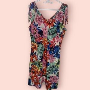 Vintage Jessica Floral Patterned Midi Dress with Shoulder Details, Size 16